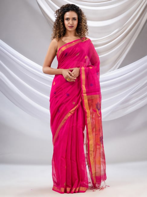 Wonderful Dark Pink Banarasi Silk Saree With Fairytale Blouse Piece –  LajreeDesigner