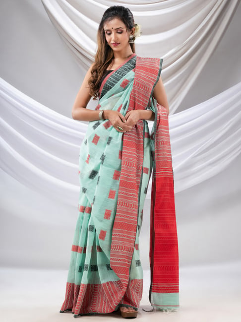 Grey Cotton Linen Wevon Designer saree with Blouse - SR19521