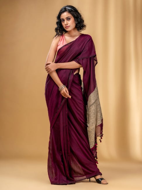 Buy Pewter Grey Cotton Silk Saree online-Karagiri