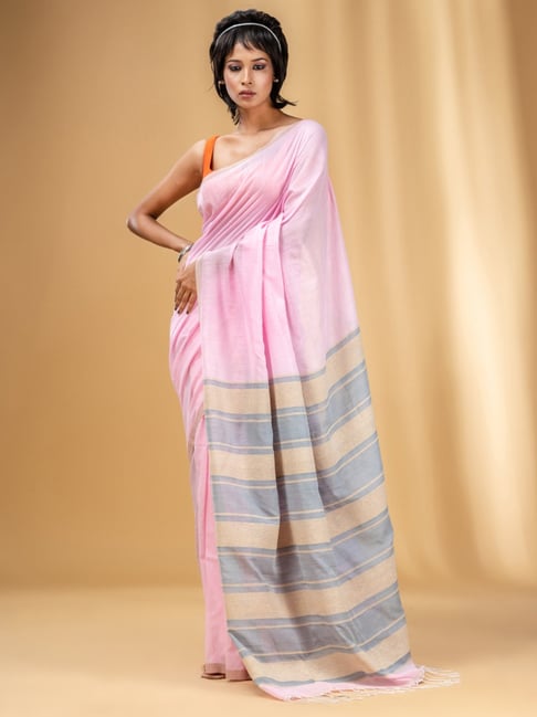 Buy Festival Wear Linen Silk Weaving Light Pink Saree Online From Surat  Wholesale Shop.