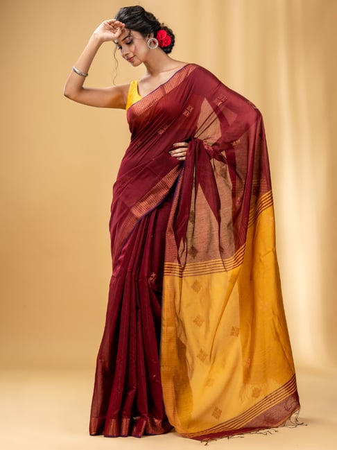 Buy KavyaFashion Women's Mysore Silk Yellow and Maroon Saree with Yellow  Blouse Piece ( KS041-4) at Amazon.in
