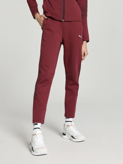 Puma Red Cotton Printed Track Pants