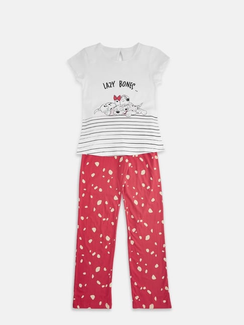 Pantaloons Junior White & Red Printed Top with Pants-picture-26