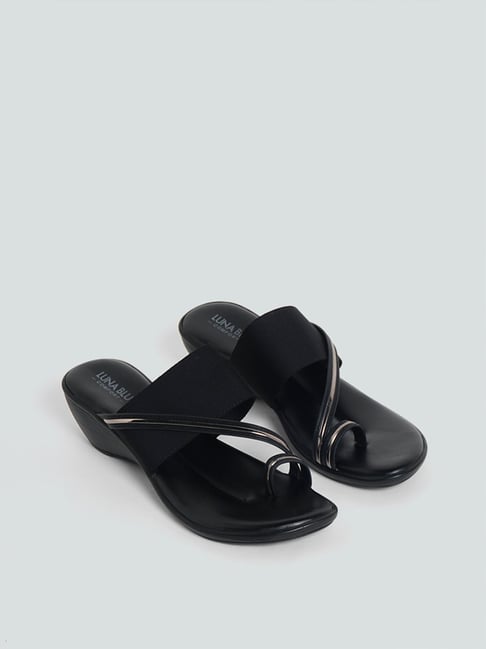 Buy LUNA BLU by Westside Black Shimmer Wedge-Heel Sandals for Online @ Tata  CLiQ