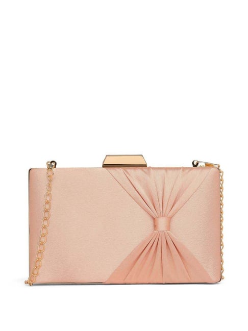 Lavie Bow Frame Pink Solid Clutch-picture-17