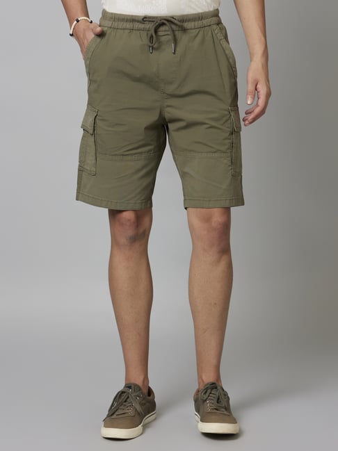 celio* Olive Regular Fit Cargo Shorts