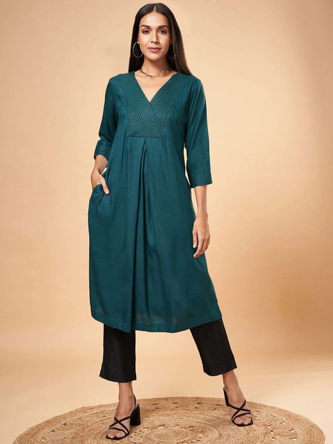 Marigold Lane Emerald Green A Line Kurta-picture-14