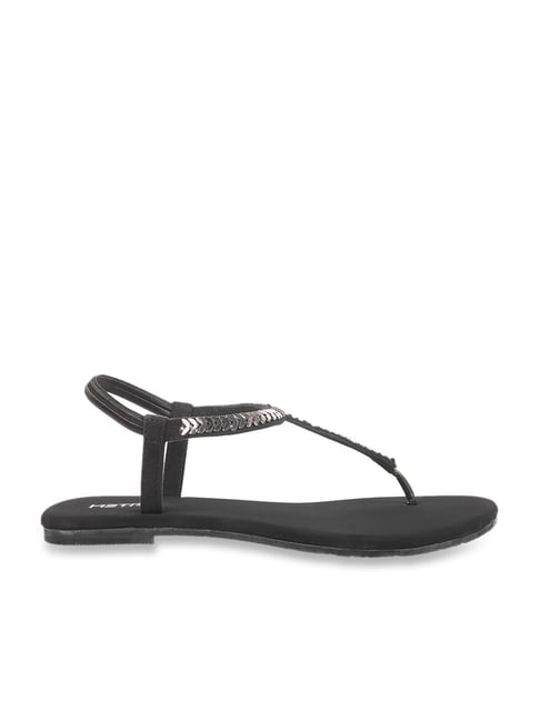 Metro Women's Black T-Strap Sandals-picture-27