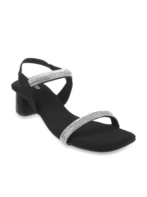 Black sandals outlet with back strap