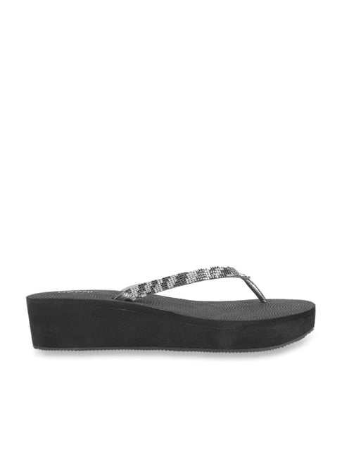 Mochi Women's Black Thong Wedges-picture-10