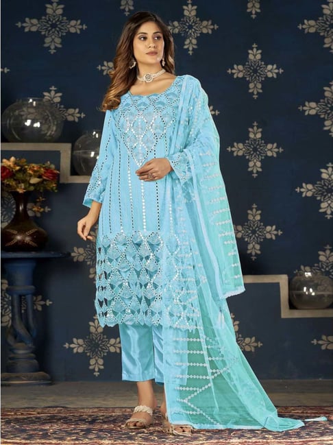 Buy online Embroidered Semi-stitched Suit from Suits & Dress material for  Women by Vasu Saree for ₹3779 at 35% off | 2024 Limeroad.com