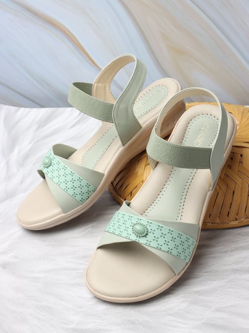 Iconics Women's Pista Green Back Strap Wedges-picture-12