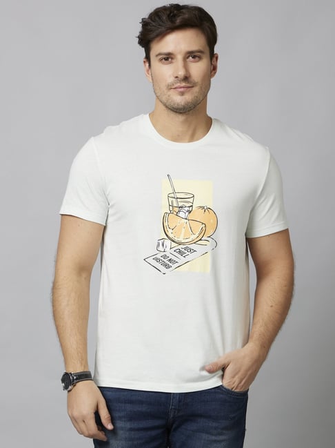 Buy CELIO JEANS Color Block Cotton Crew Neck Men's T-Shirt | Shoppers Stop