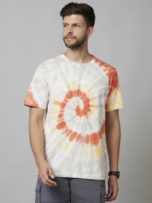 mens orange tie dye shirt