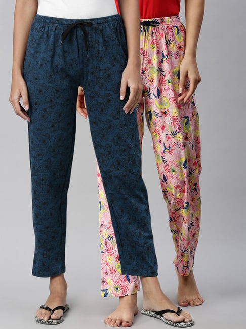 Buy Jockey Rx09 Women's Micro Modal Cotton Printed Pyjama With Side Pockets  Blue online