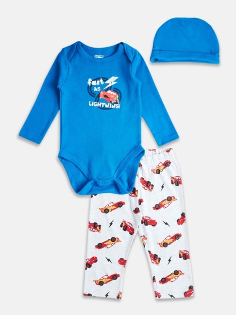 Pantaloons Baby Royal Blue & White Printed Full Sleeves Bodysuit, Pyjamas with Cap-picture-38