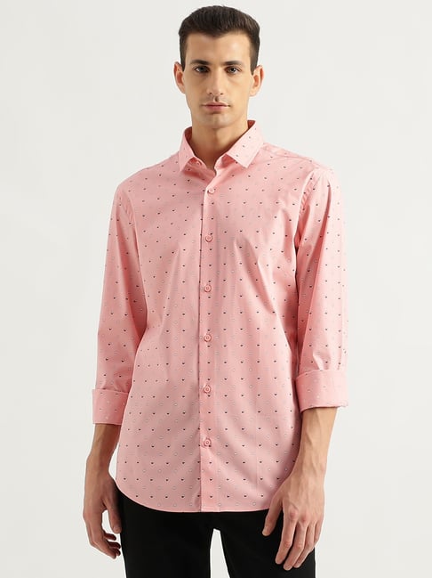 United Colors Of Benetton Coral Cotton Slim Fit Printed Shirt