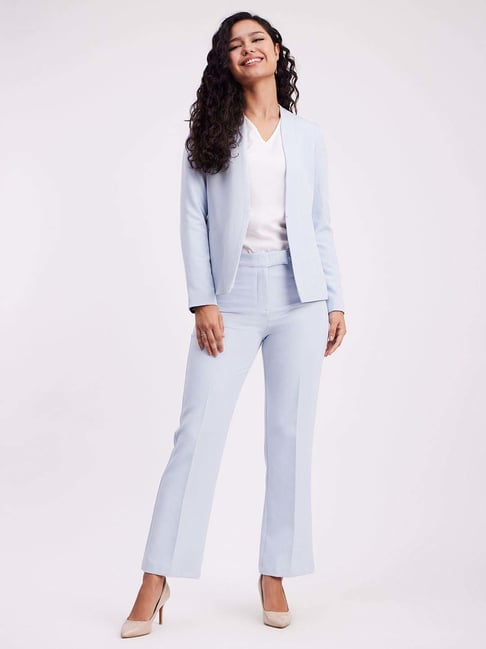 fable street Fablestreet Ice Blue Open Front Blazer Trouser Set-picture-30