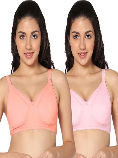IN CARE Pink & Peach Cotton Nursing Bras - Pack Of 2