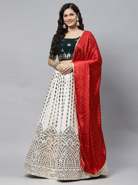 Navratri Special Cotton Lehenga in Red and White : LRG105