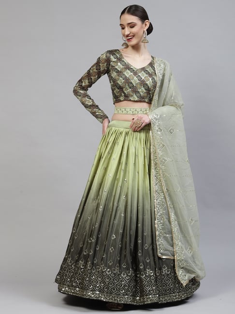 Green And Pink Multi Embroidered Designer Lehenga Choli | Designer lehenga  choli, Bridal lehenga choli, Lehenga choli online