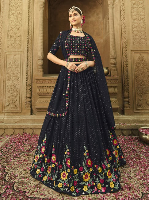 Black Wedding Lehenga Choli, Black Wedding Lehengas and Black Ghagra  Chaniya Cholis Online Shopping