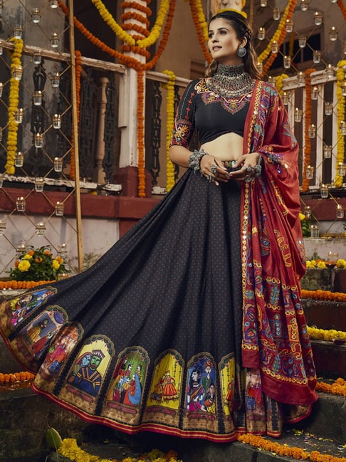 Buy Online in India | Black Sequin and Zari Work Velvel Lehenga | Label  Shaurya Sanadhya