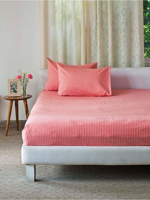 Fabindia Coral Cotton 92 TC Single Bed Sheet With Pillow Cover