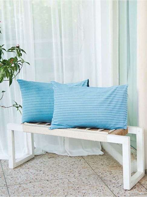 Fabindia Nile Blue Cotton 92 TC Pillow Cover - Set of 2