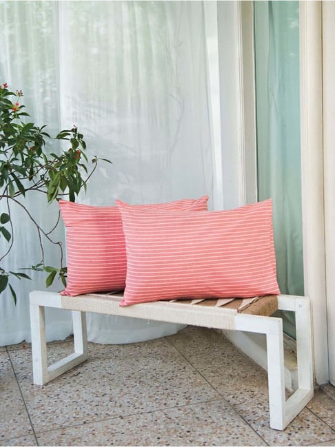 Fabindia Nile Coral Cotton 92 TC Pillow Cover - Set of 2