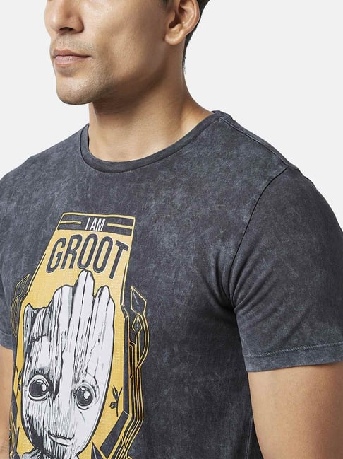 Buy SF Jeans by Pantaloons Grey Cotton Slim Fit Printed T-Shirt