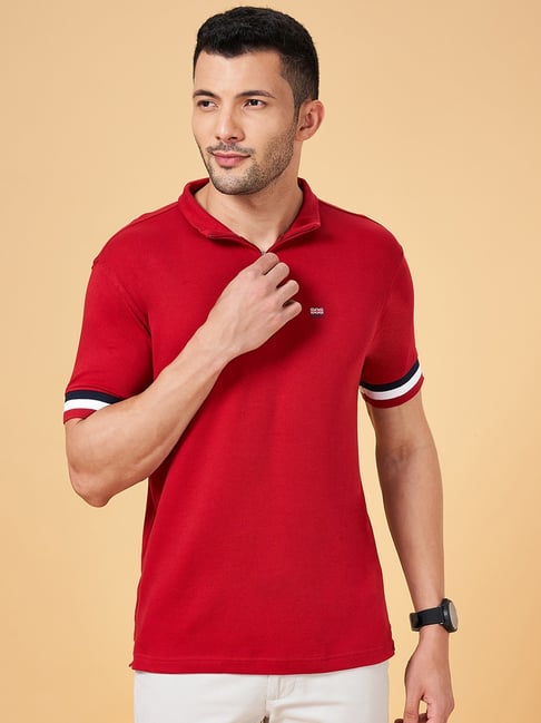 bright red polo shirts