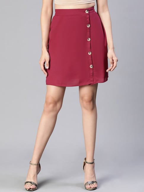Oxolloxo Maroon Above Knee Skirt-picture-34