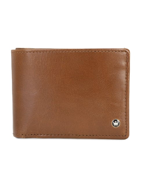 Louis Philippe Brown Textured Leather Bi-Fold Wallet for Men