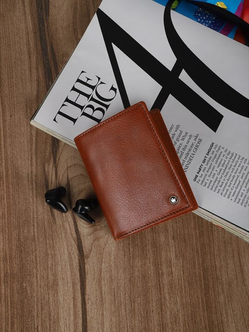 Louis Philippe Brown Leather Bi-Fold Wallet for Men