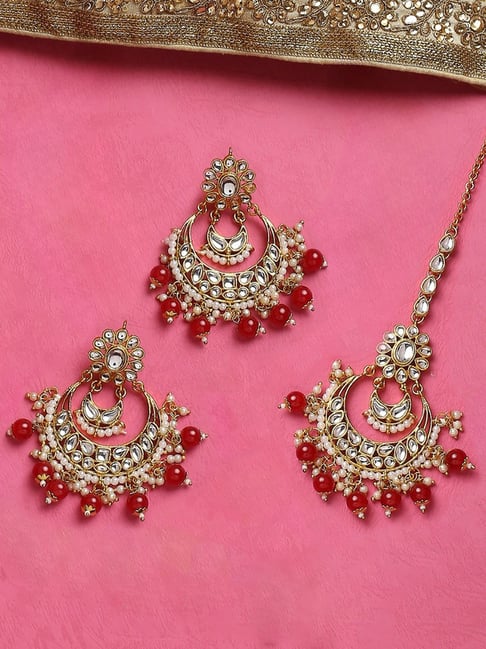 Classic Chandbali Earrings And Teeka Set, Mangtika Set, Maang Tikka And  Earrings Set, Maang Tikka With Earrings, Heavy Maang Tikka With Earrings  Online | Ishhaara