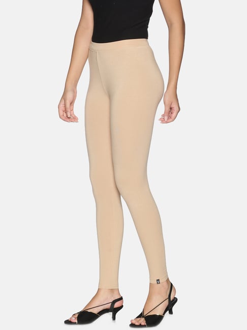 Lyra Beige Cotton Ankle Length Leggings