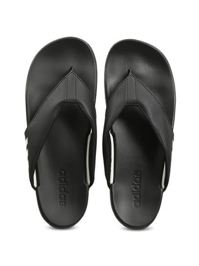 Black leather flip online flops