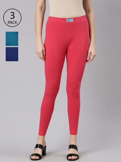 Buy JCSS Pink & Blue Cotton Leggings - Pack Of 3 for Women Online @ Tata  CLiQ