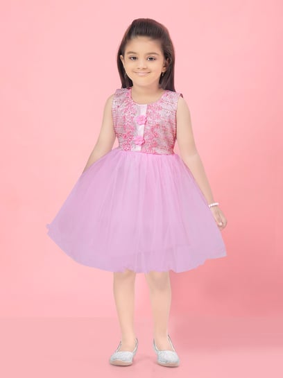 Nia's Designer fancy baby pink color partywear frock with hair accessory  +91-9549780064 | Baby pink colour, Princess frocks, Birthday frocks