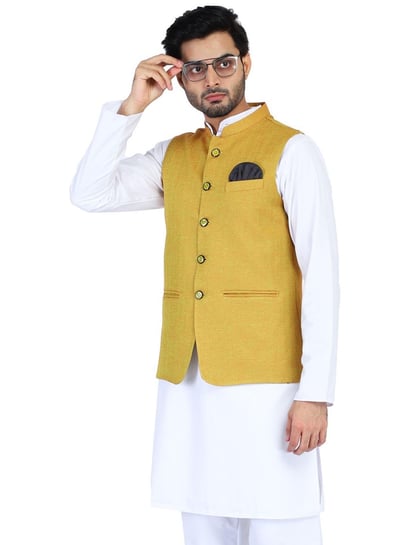 Buy online Yellow Solid Nehru Jacket from Jackets for Men by Riag for ₹1099  at 73% off | 2024 Limeroad.com