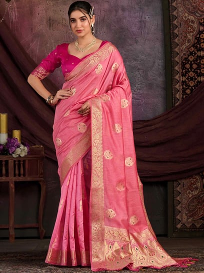 Amazing pink color soft silk saree with blouse – Joshindia