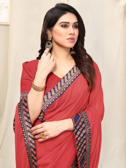 Red Georgette Saree With Blouse 273306