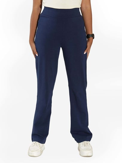 BlissClub Navy Cotton Straight Pants