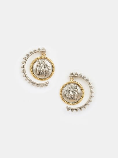 Gold tone cz white lakshmi coin earrings dj-43948 – dreamjwell