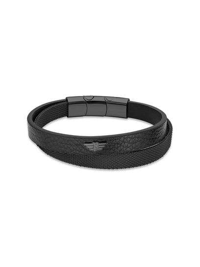 Buy SOHI Women Pack Of 4 Black Leather Wraparound Bracelet Online
