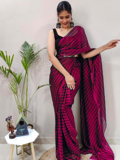 Reeta Fashion Gorgeous Black Georgette Jacquard Lace Saree with Unstitched  Blouse | Reeta Fashion