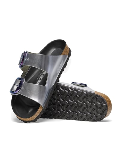 Buy Birkenstock Women s Arizona Metallic Silver Casual Sandals for