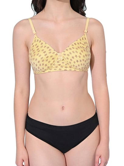 Lycra Cotton Yellow Printed Bra And Panty Set at Rs 150/set in