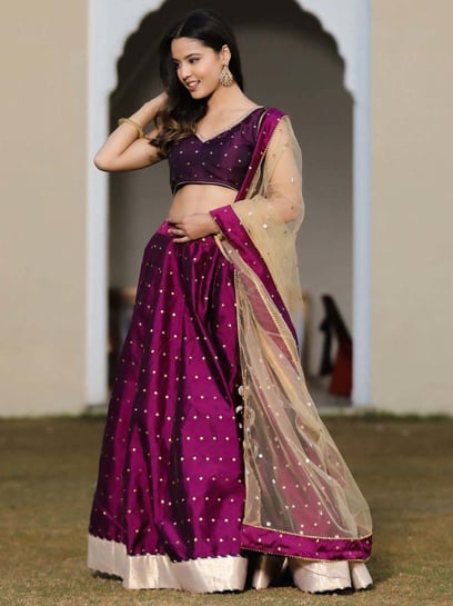 Purple Tissue Venkatagiri Pattu Lehenga | Silk Lehenga Sets – ViBha
